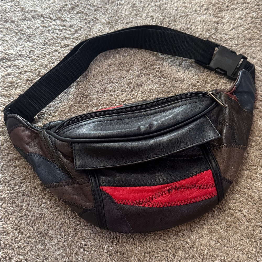 Vintage Patchwork Leather Fanny Pack - image 1